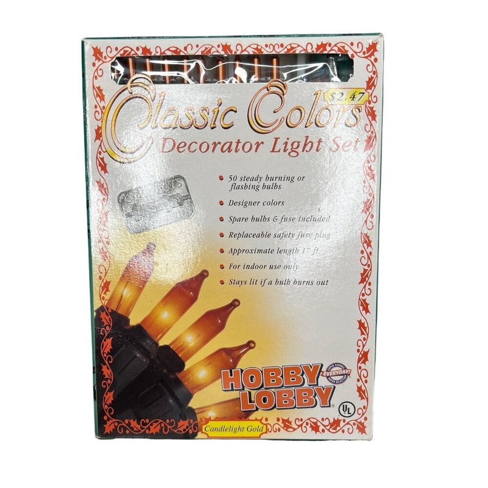 Vintage Classic Colors Decorator Light Set NEW Candlelight Gold 17’ Hobby Lobby